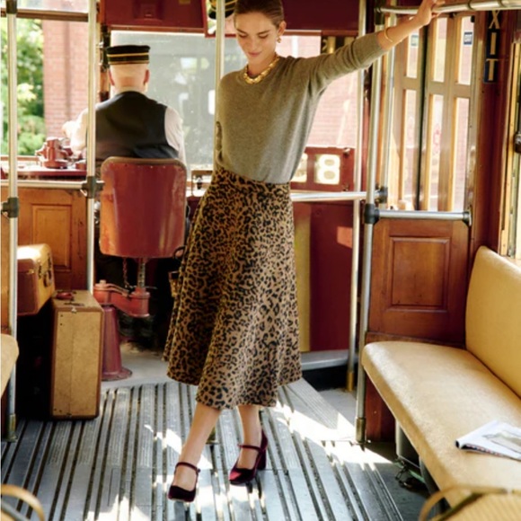 Tuckernuck Women’s Brown Leopard A-Line Wool Skirt Sz XS NWT SOLD OUT - Picture 2 of 3